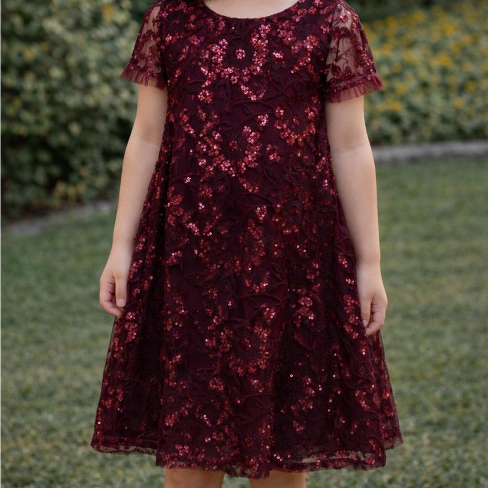 BCBGirls Short Sleeve Embroidered Sequence Dress. Size 10. Like New.